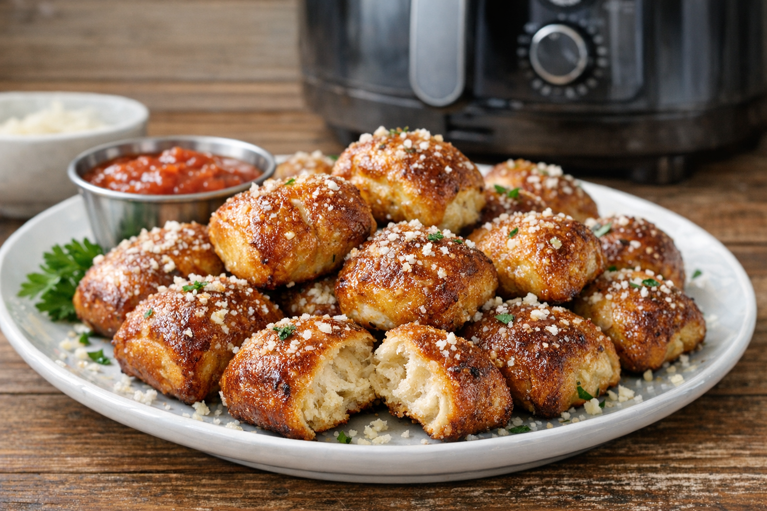 Air Fryer Pretzel Bites with Garlic Butter & Parm