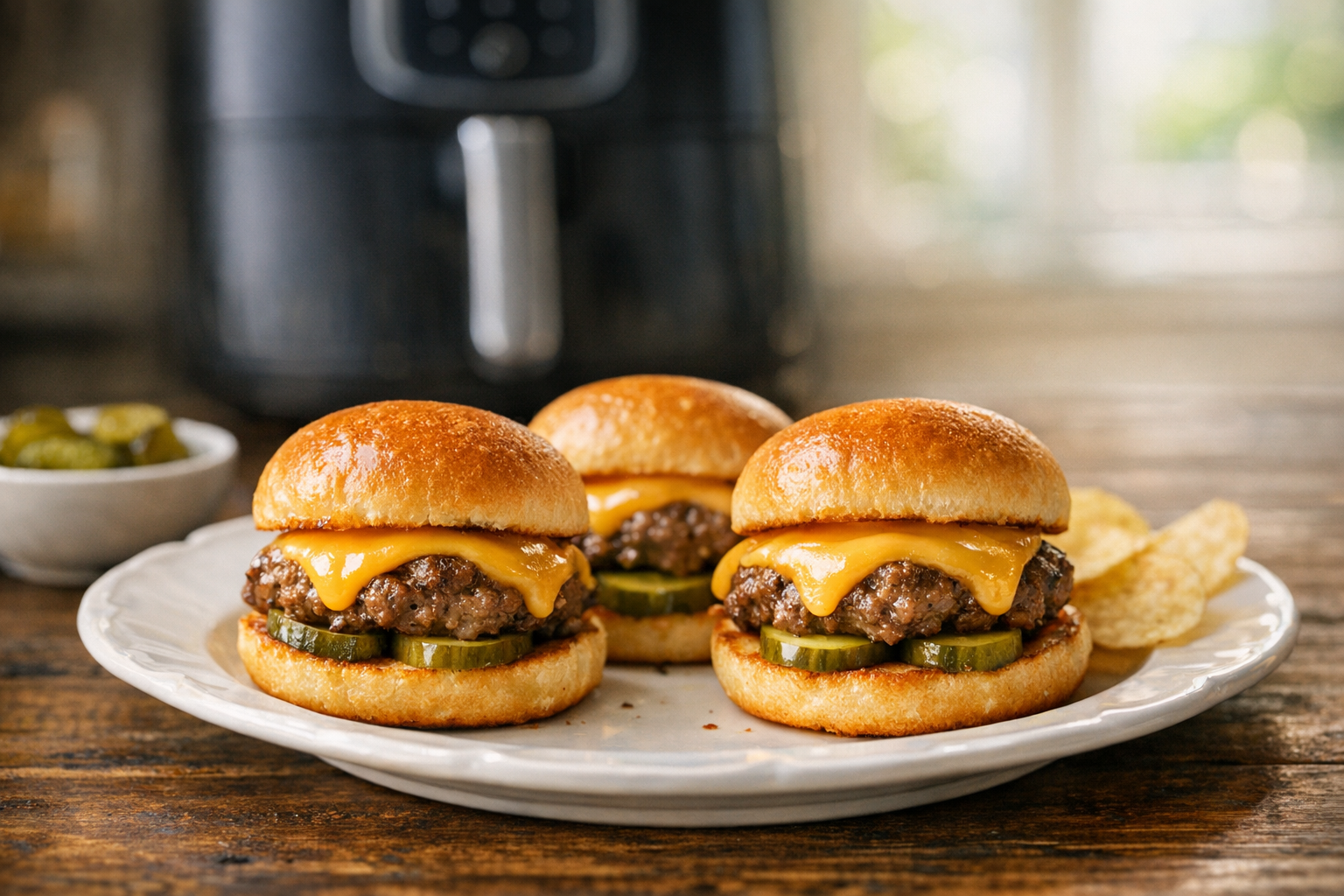 Air Fryer Cheeseburger Sliders with Melty Cheese