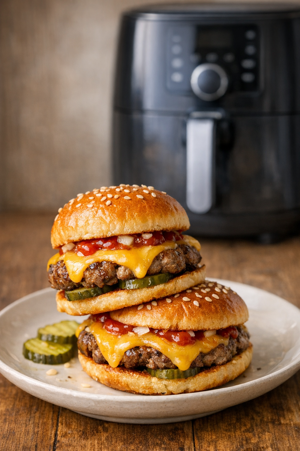Air Fryer Cheeseburger Sliders with Melty Cheese