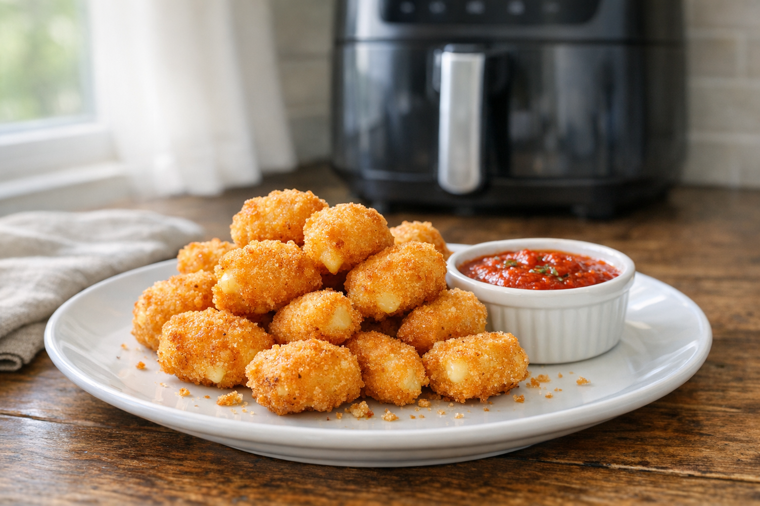 Air Fryer Cheese Curds with Marinara Sauce