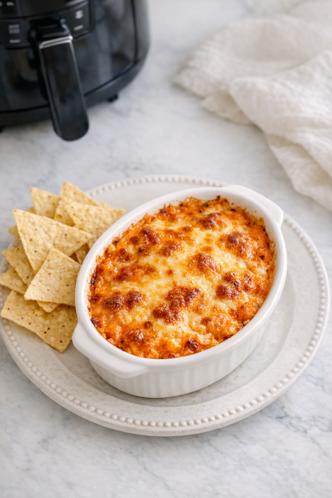 Air Fryer Buffalo Chicken Dip Baked and Bubbly