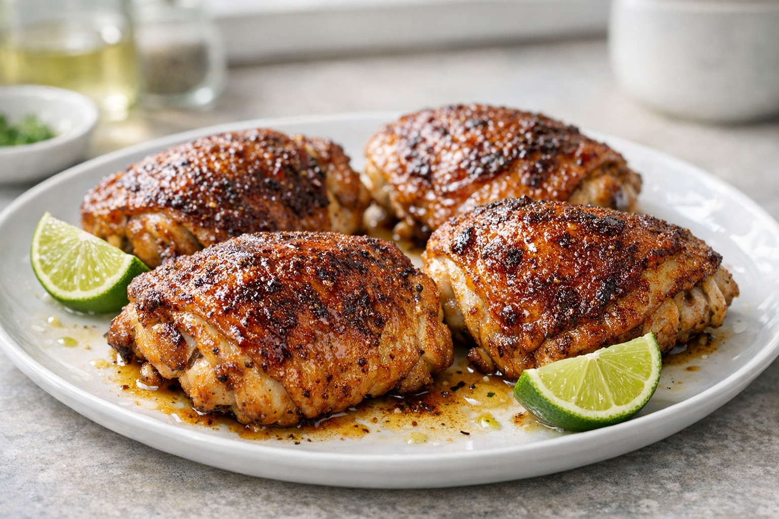 Air Fryer Chicken Thighs with Smoked Paprika & Lime