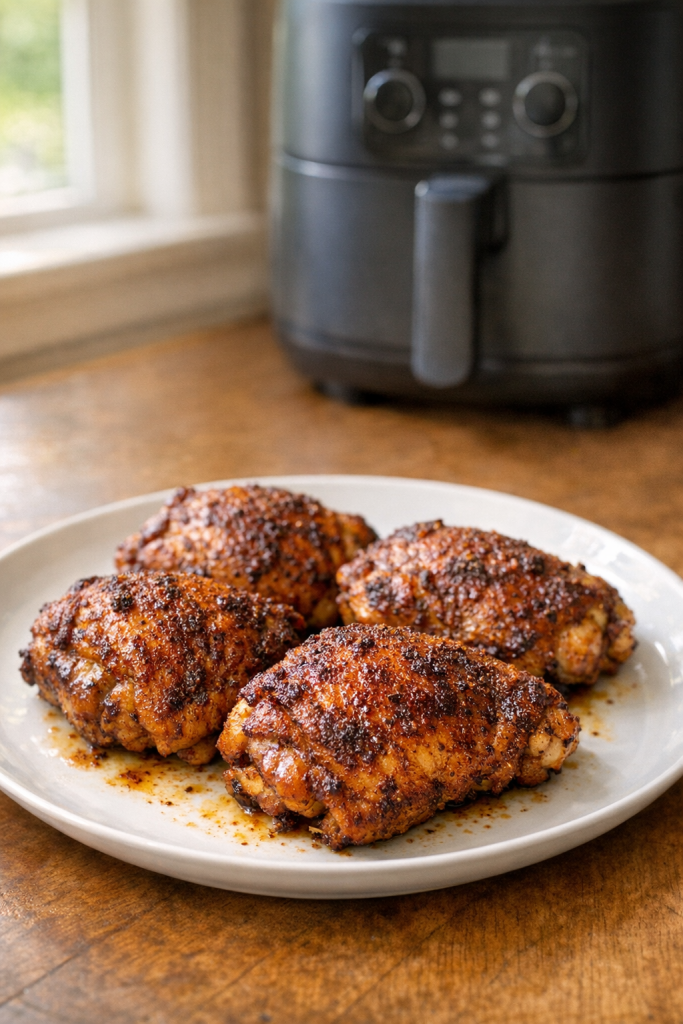 Air Fryer Chicken Thighs with Smoked Paprika Dry Rub and Lime