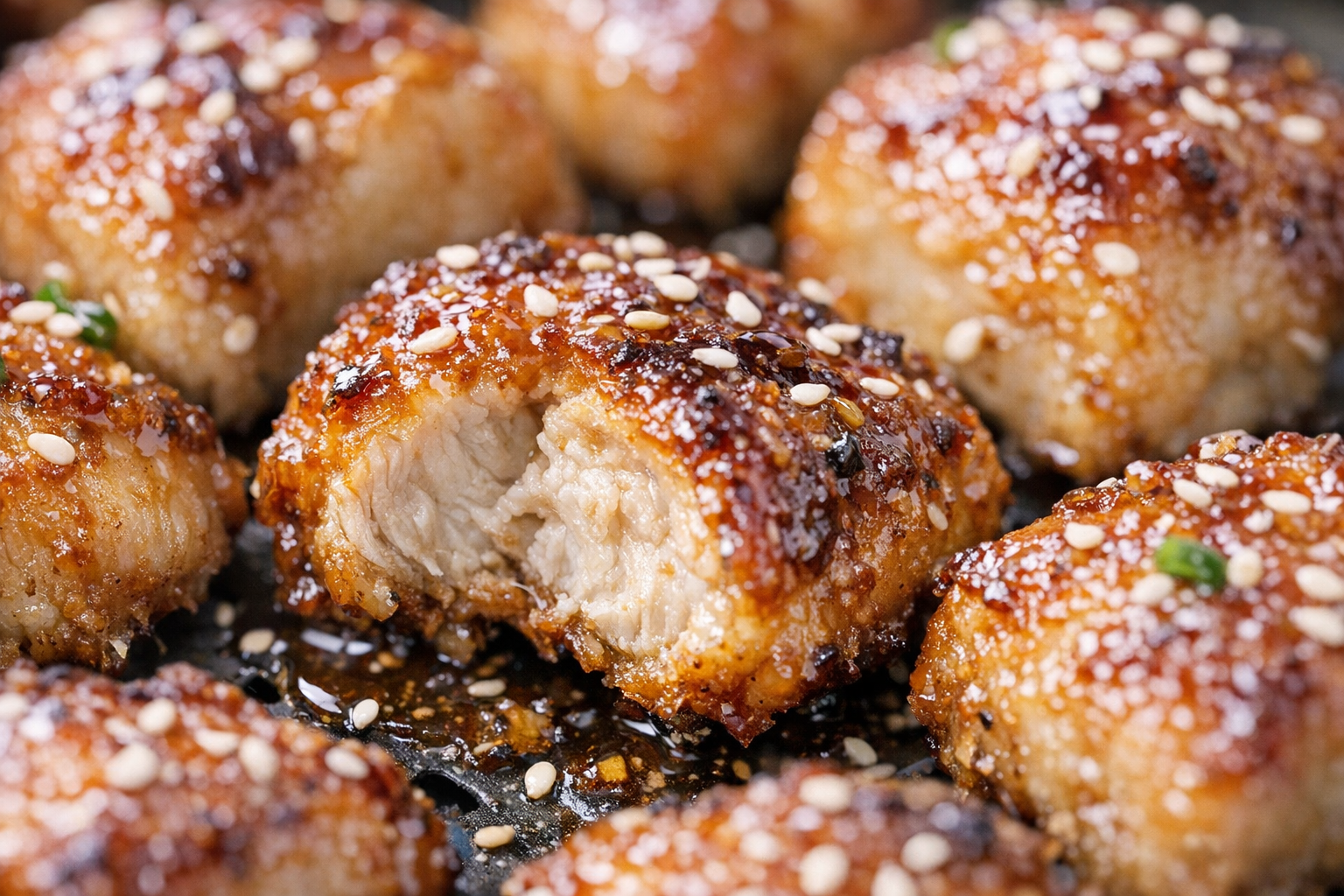 Air Fryer Honey Garlic Chicken Bites with Sesame