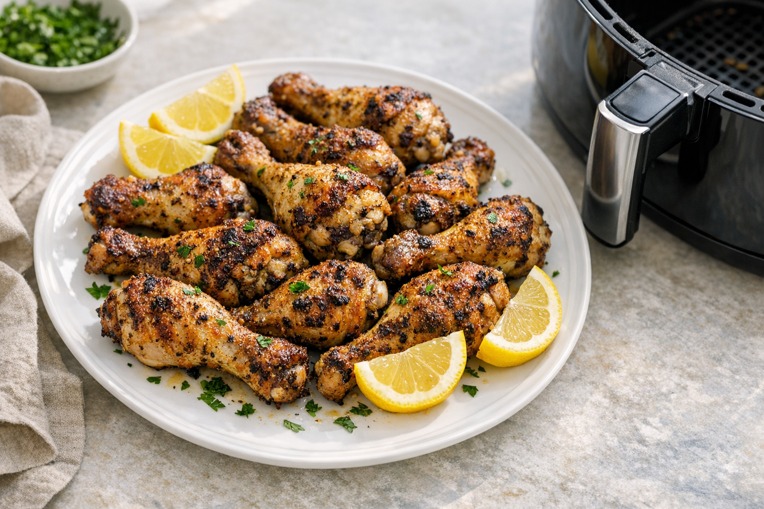 Air Fryer Lemon Pepper Drumsticks (Crispy Edges)