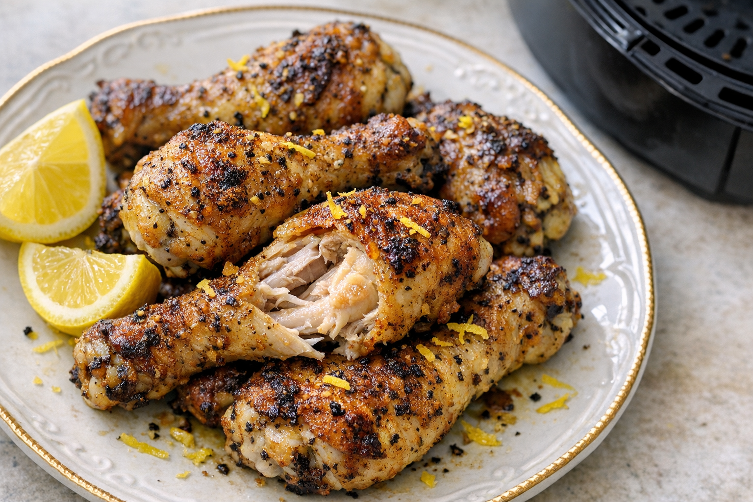 Air Fryer Lemon Pepper Drumsticks (Crispy Edges)