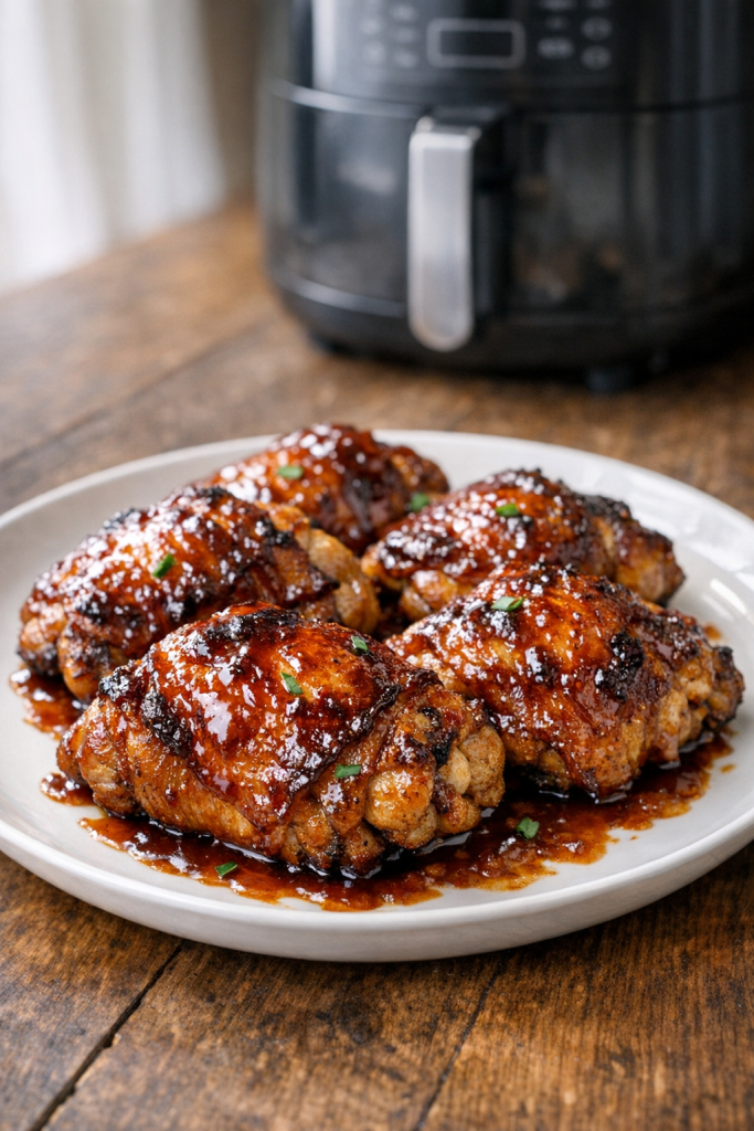 Air Fryer BBQ Chicken Thighs with Caramelized Glaze