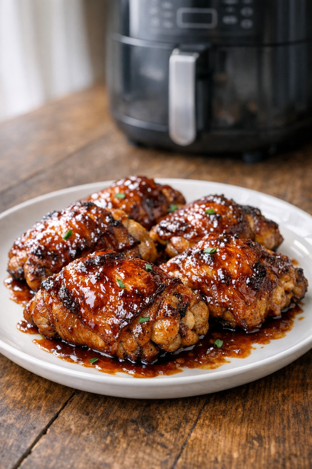 Air Fryer BBQ Chicken Thighs with Caramelized Glaze Air Fryer BBQ Chicken Thighs with Caramelized Glaze