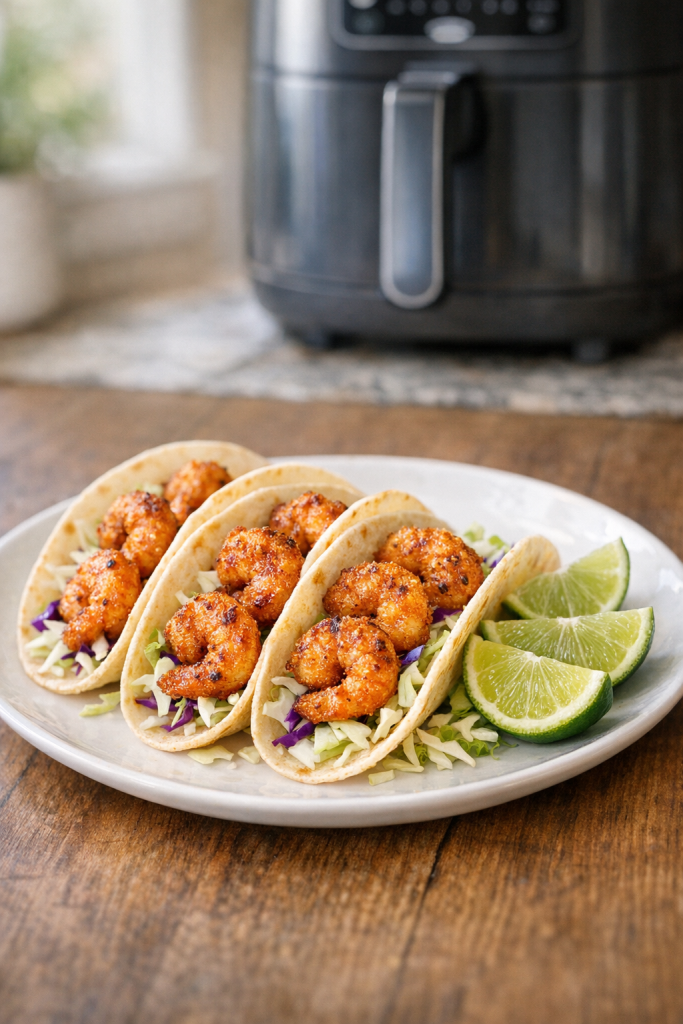 Air Fryer Shrimp Tacos with Crispy Seasoned Shrimp
