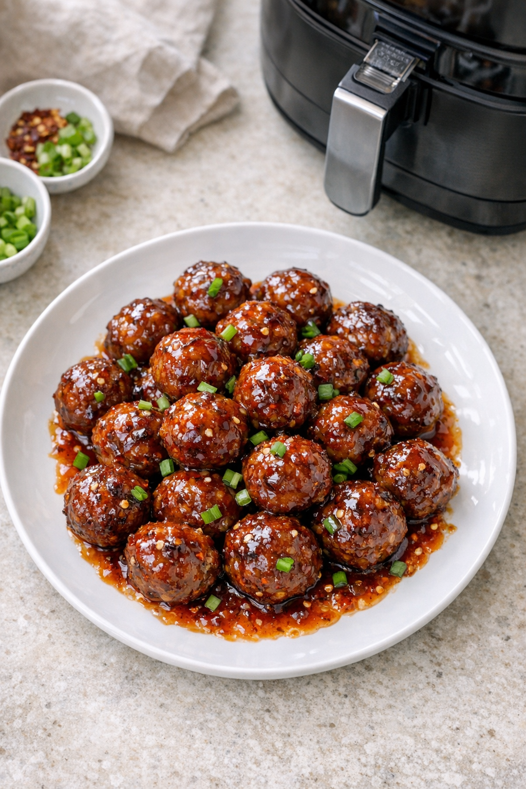 Air Fryer Meatballs in Sticky Sweet Chili Sauce Air Fryer Meatballs in Sticky Sweet Chili Sauce