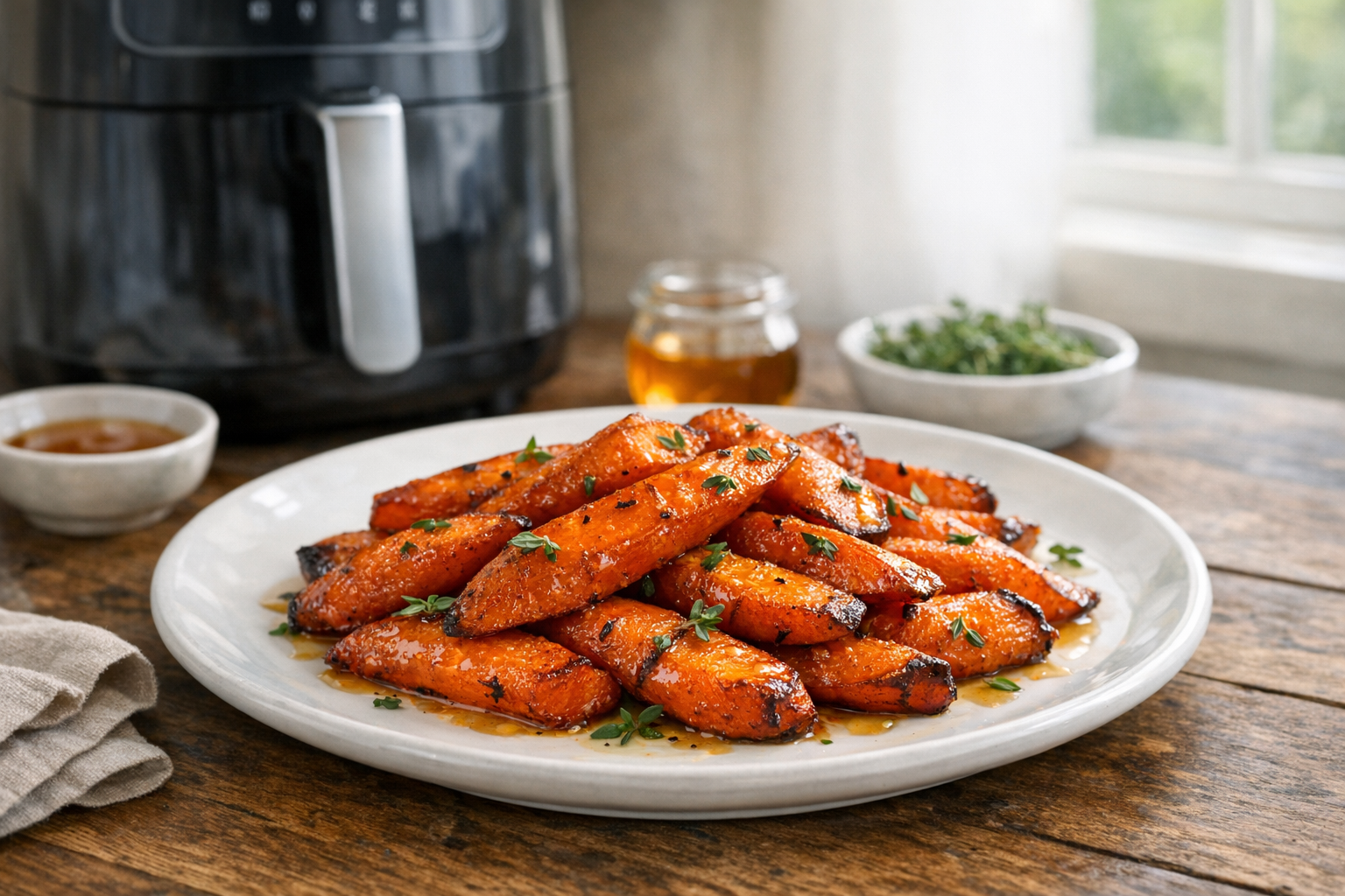 Air Fryer Roasted Carrots with Honey and Thyme