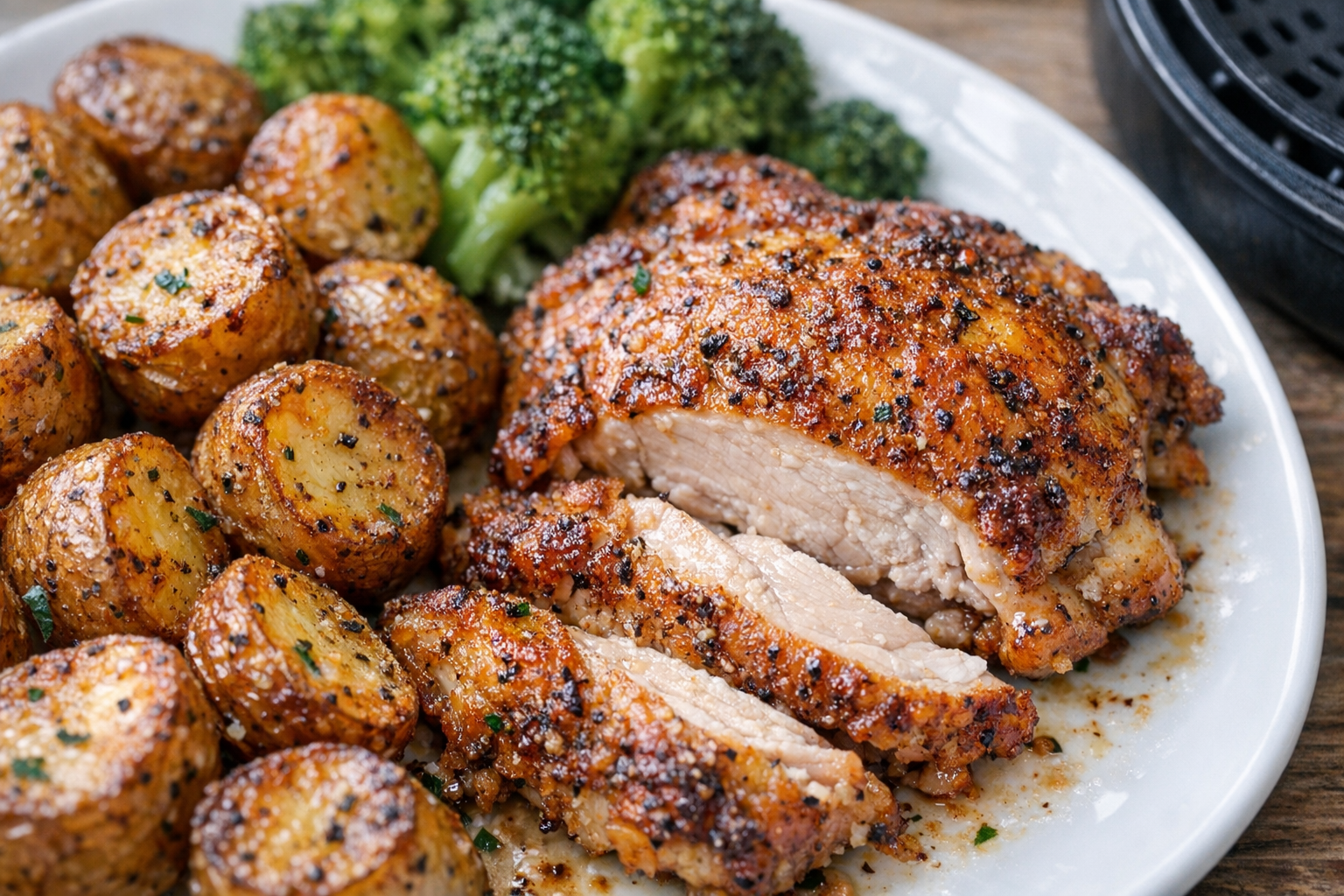 Air Fryer Chicken and Baby Potatoes (One Basket)