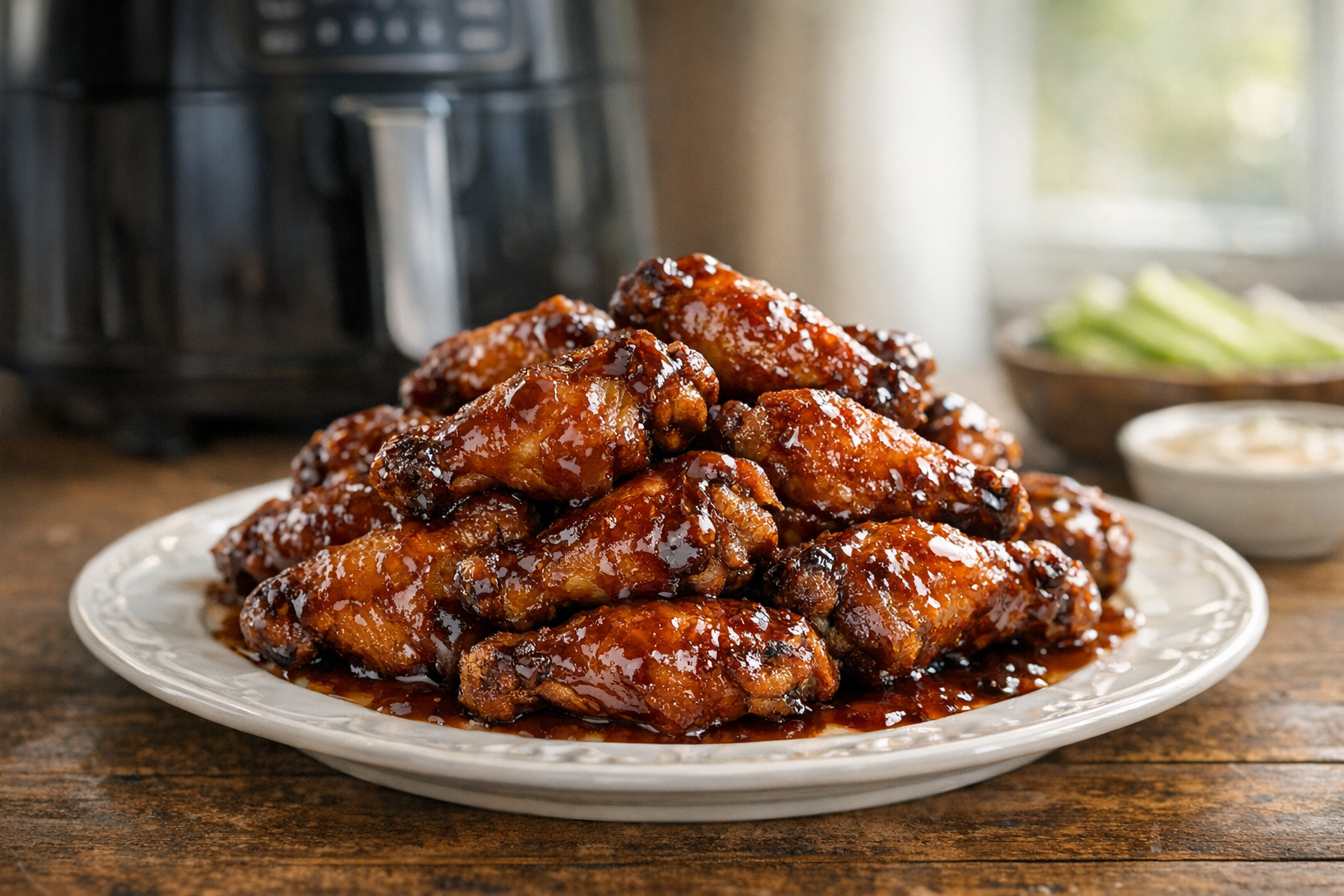 Air Fryer Honey BBQ Wings with Sticky Glaze