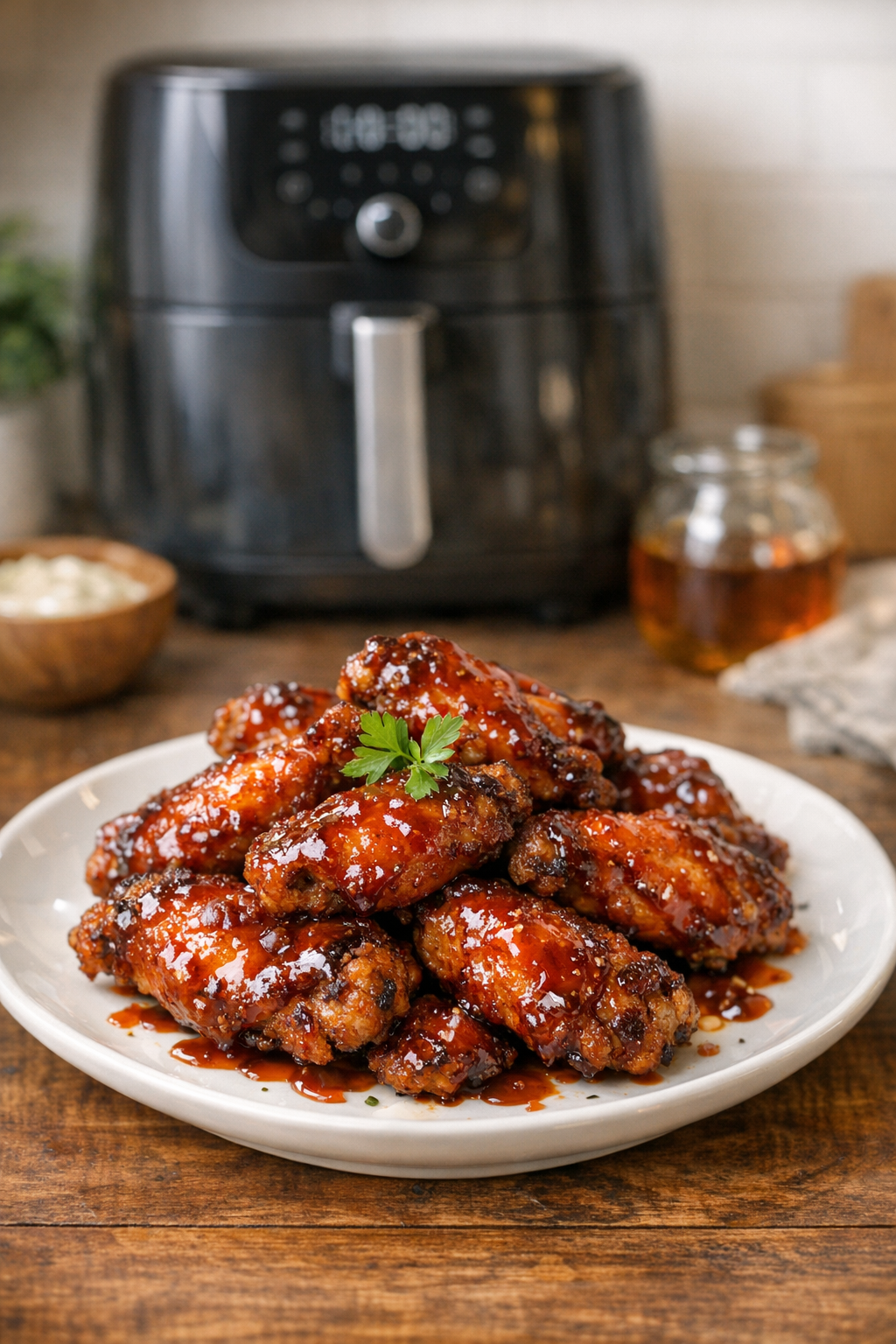 Air Fryer Honey BBQ Wings with Sticky Glaze