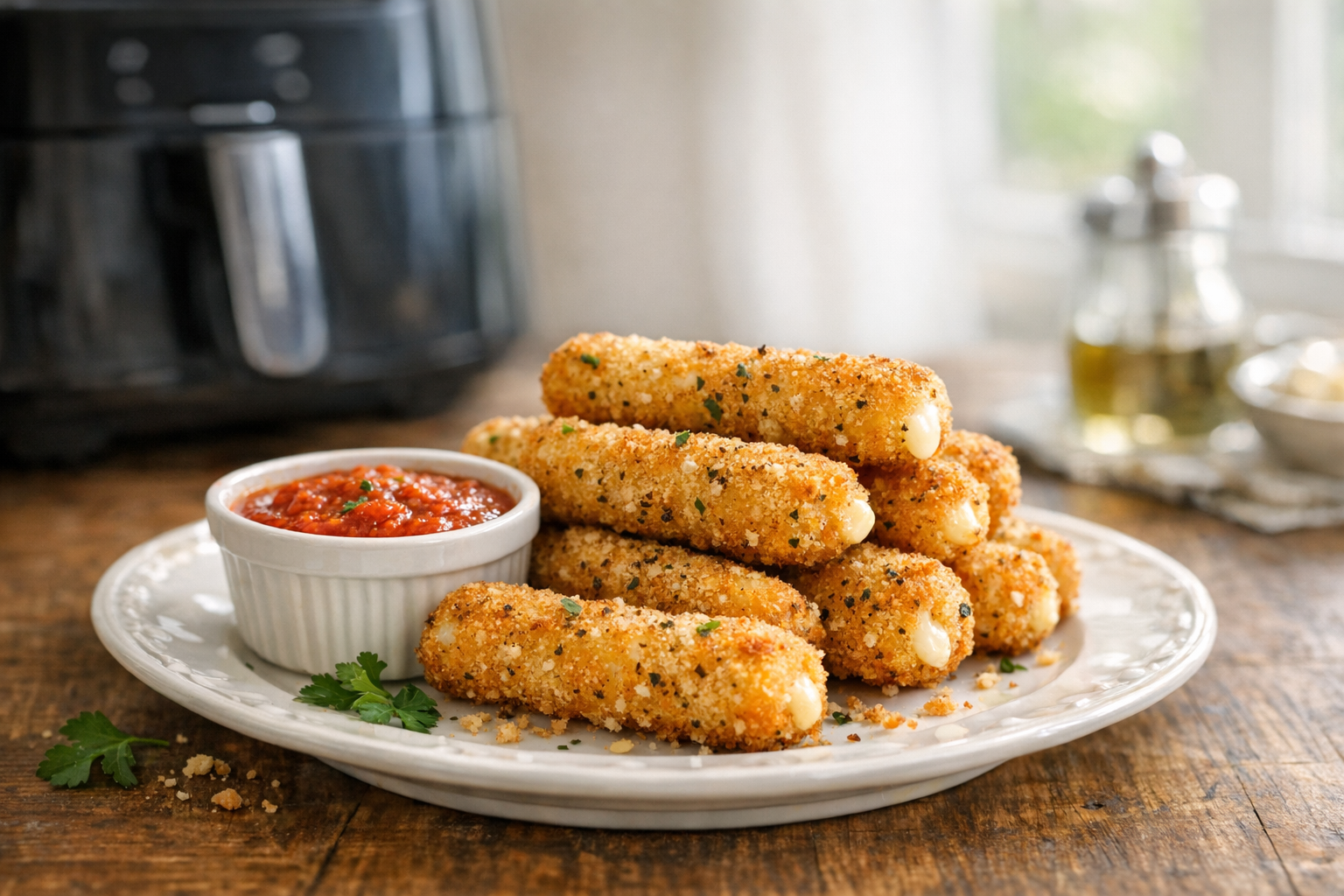 Air Fryer Mozzarella Sticks (Seasoned Breadcrumbs)