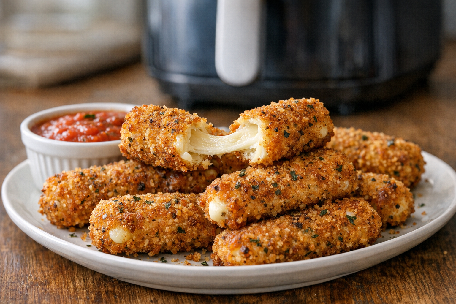 Air Fryer Mozzarella Sticks (Seasoned Breadcrumbs)
