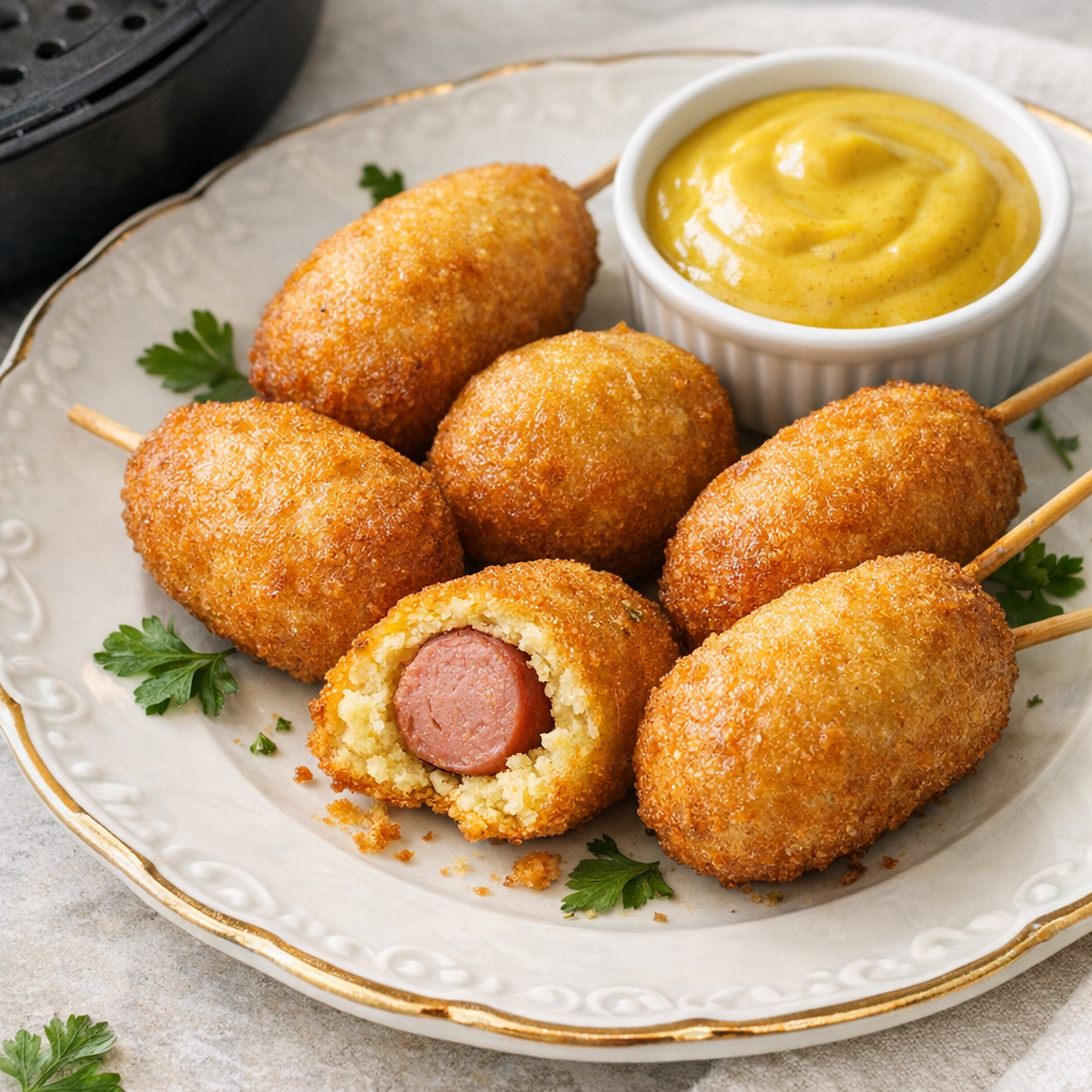 Air Fryer Mini Corn Dogs (Honey Mustard Dip)