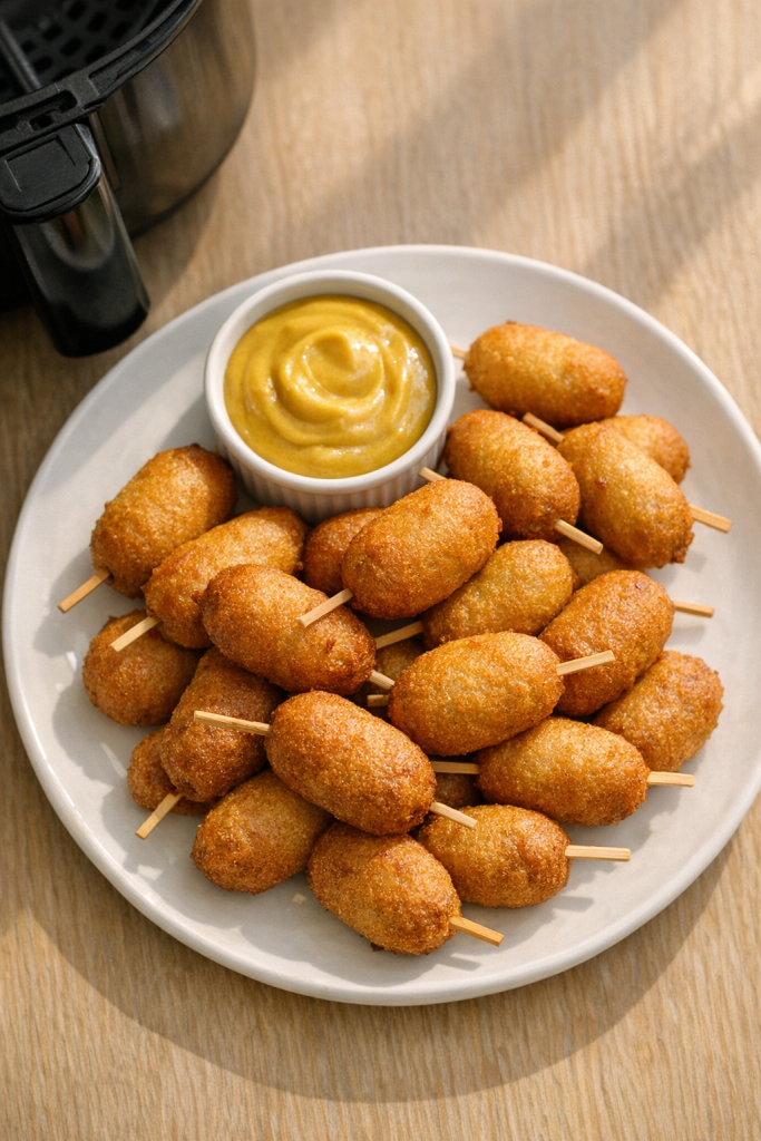 Air Fryer Mini Corn Dogs with Honey Mustard Dip