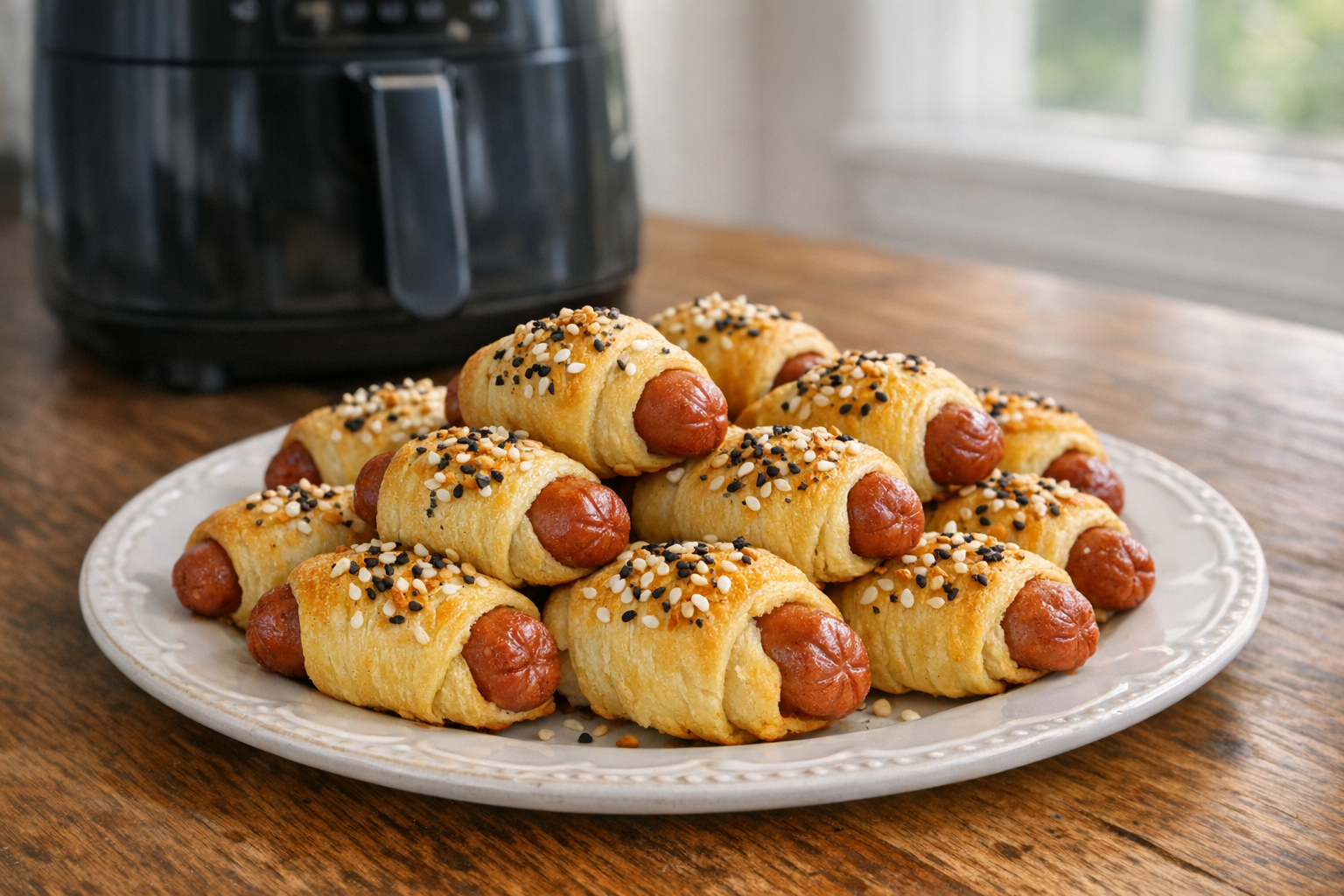 Air Fryer Pigs in a Blanket (Everything Bagel)