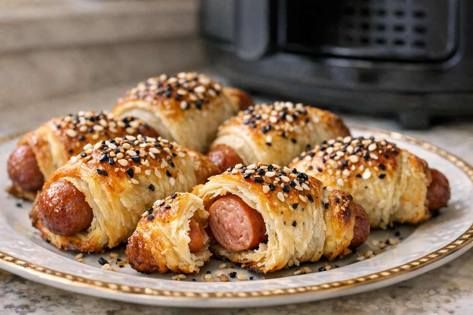 Air Fryer Pigs in a Blanket (Everything Bagel)