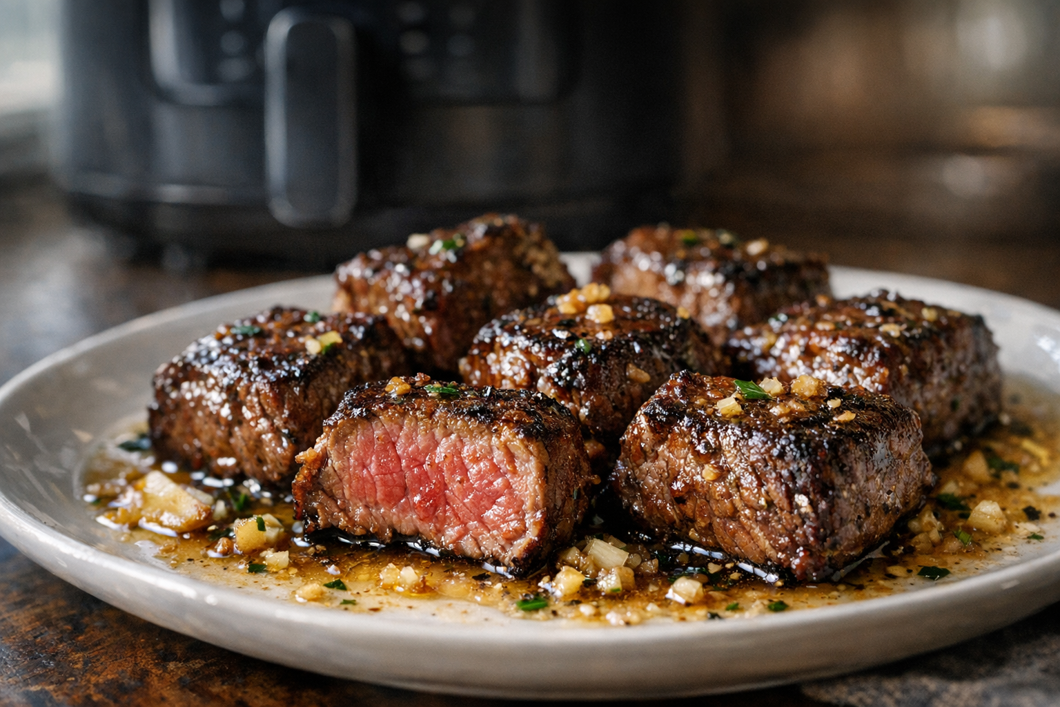 Air Fryer Steak Bites with Garlic Butter (Date Night)
