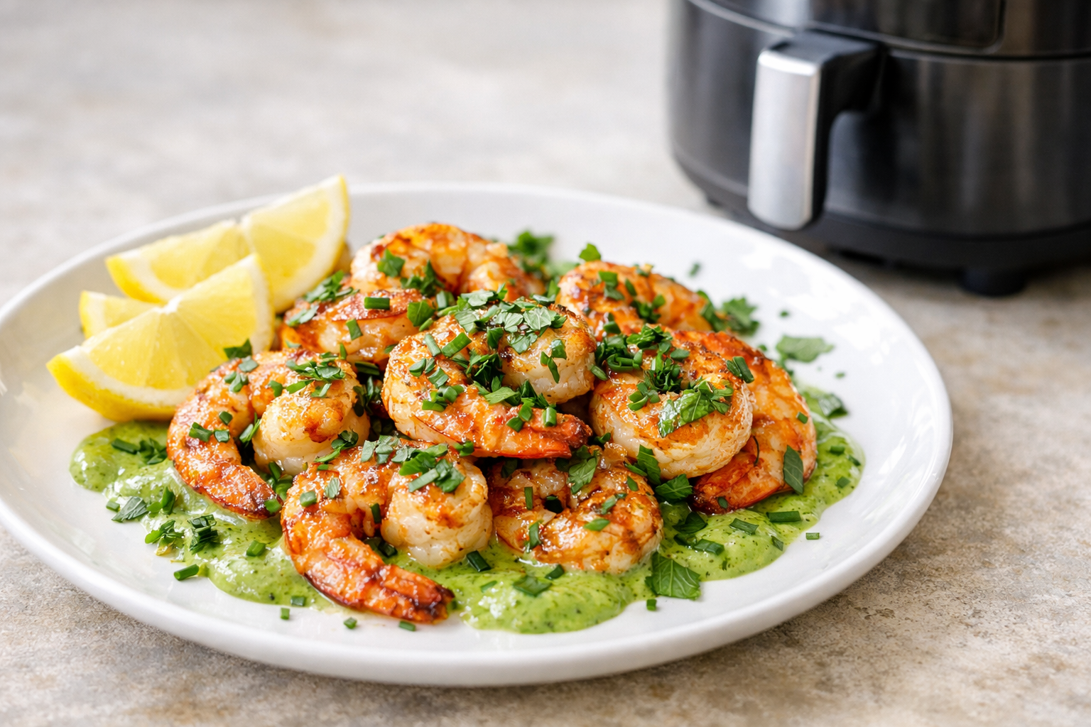 Air Fryer Shrimp with Green Goddess Sauce
