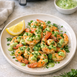Air Fryer Shrimp with Green Goddess Sauce and Fresh Herbs