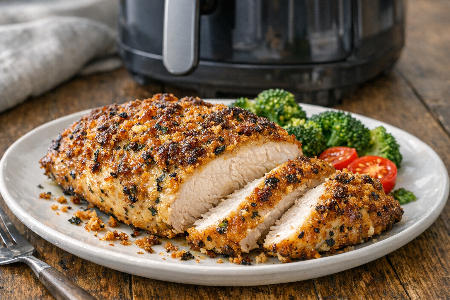 Air Fryer Parmesan Herb Crusted Chicken Breast