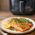 Air Fryer Salmon with Dijon Crust and Fresh Dill