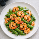 Air Fryer Garlic Ginger Shrimp with Snap Peas