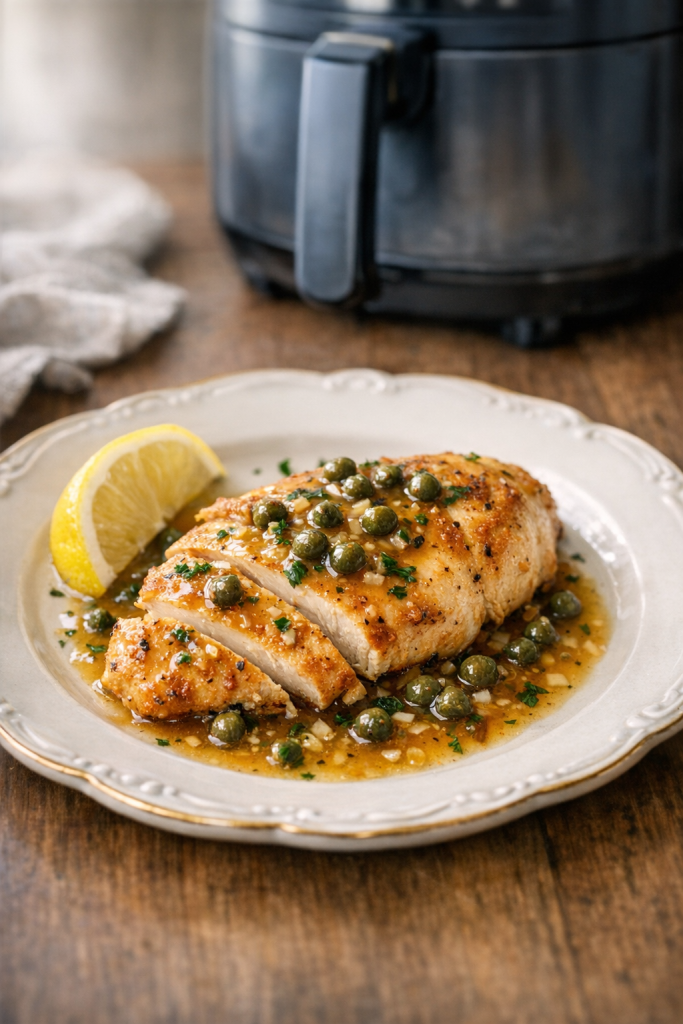 Air Fryer Chicken Breast with Lemon Caper Pan Sauce