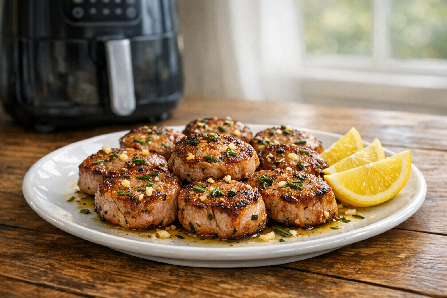 Air Fryer Pork Tenderloin Medallions (Rosemary Garlic)