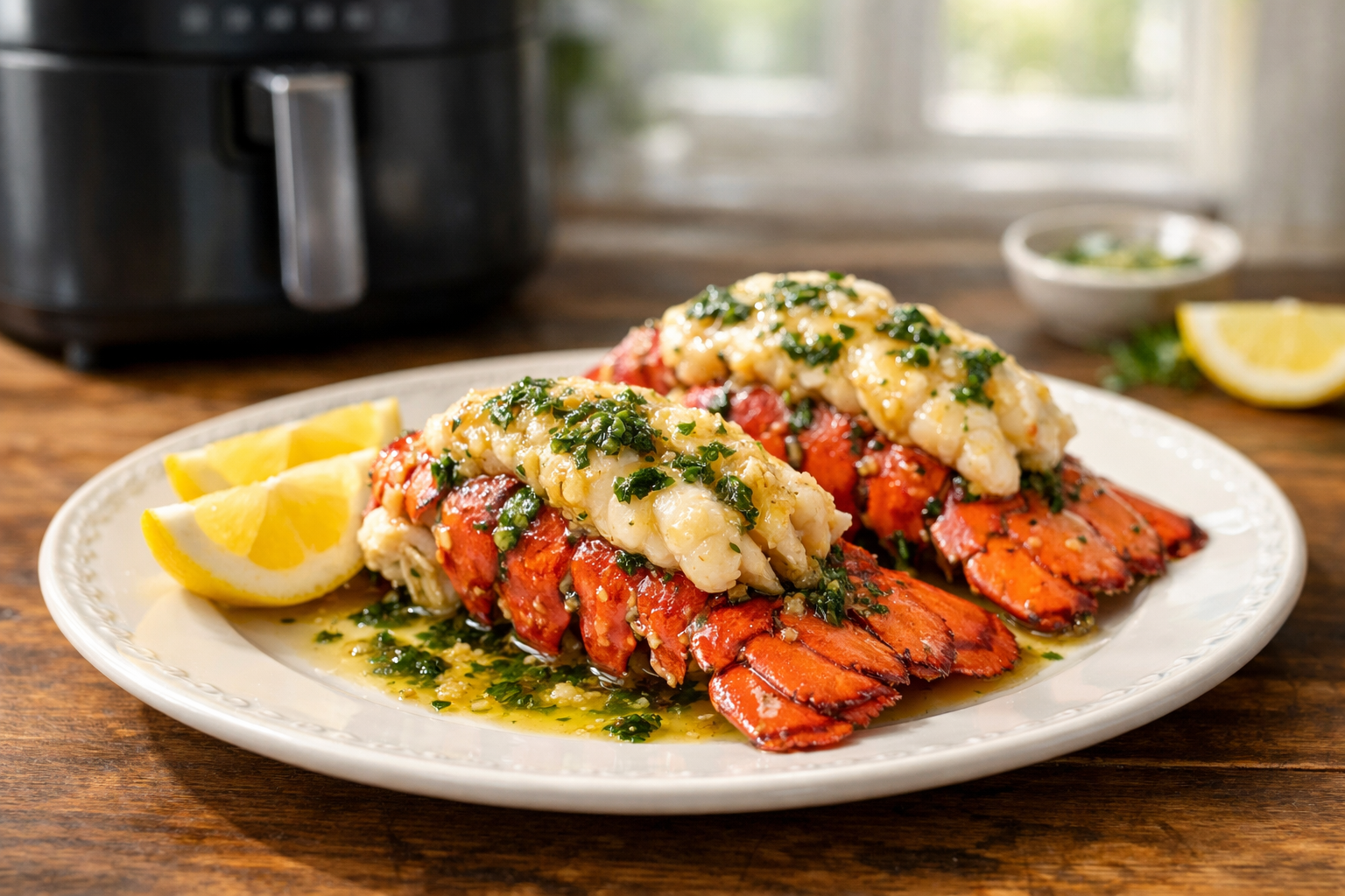 Air Fryer Lobster Tails with Garlic Herb Butter