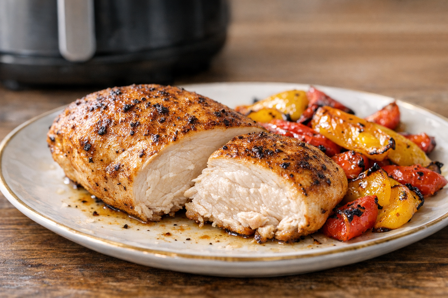 Air Fryer Chicken Breast with Roasted Bell Peppers