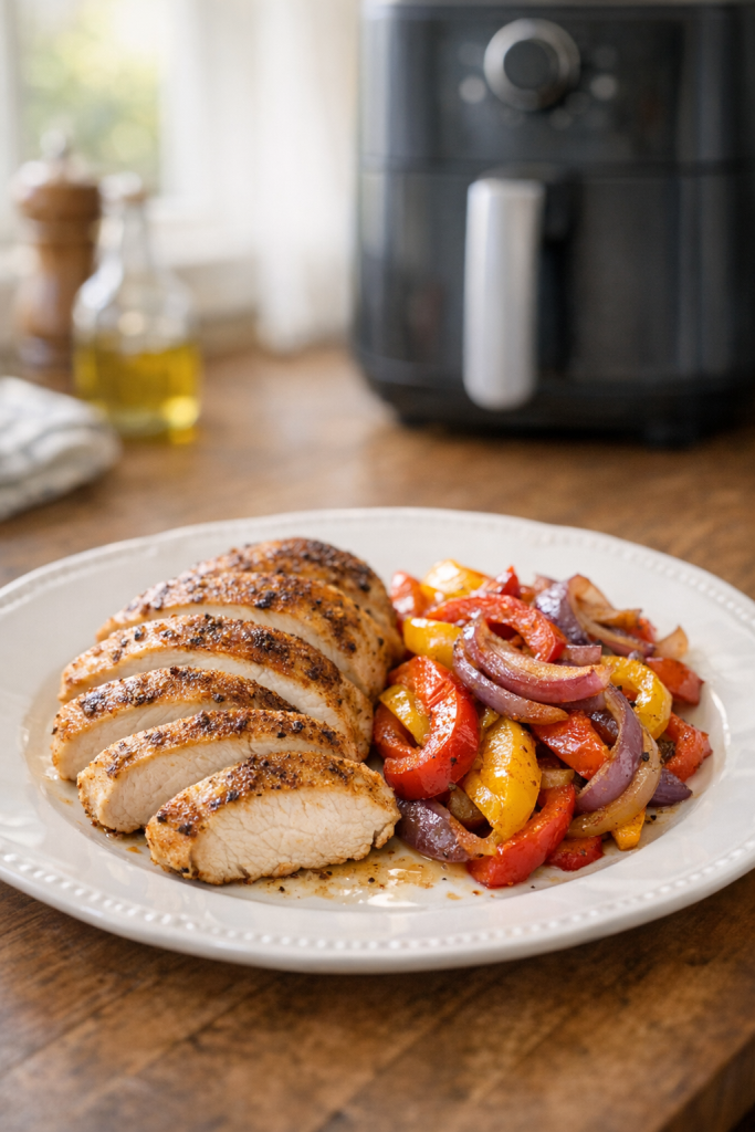 Air Fryer Chicken Breast with Roasted Bell Peppers