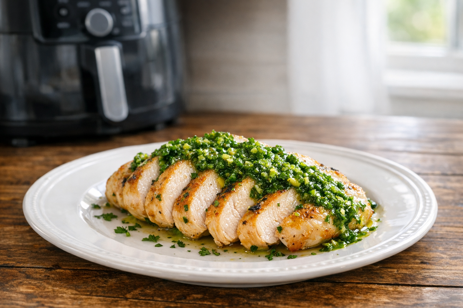 Air Fryer Chicken Breast with Fresh Parsley Pistou
