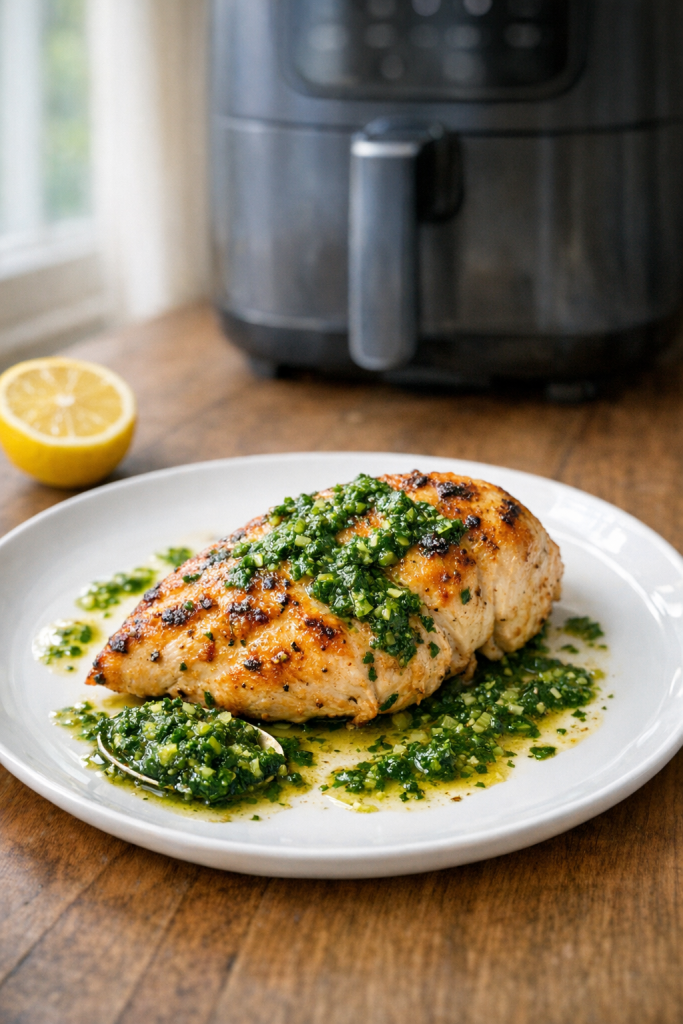 Air Fryer Chicken Breast with Fresh Parsley Pistou