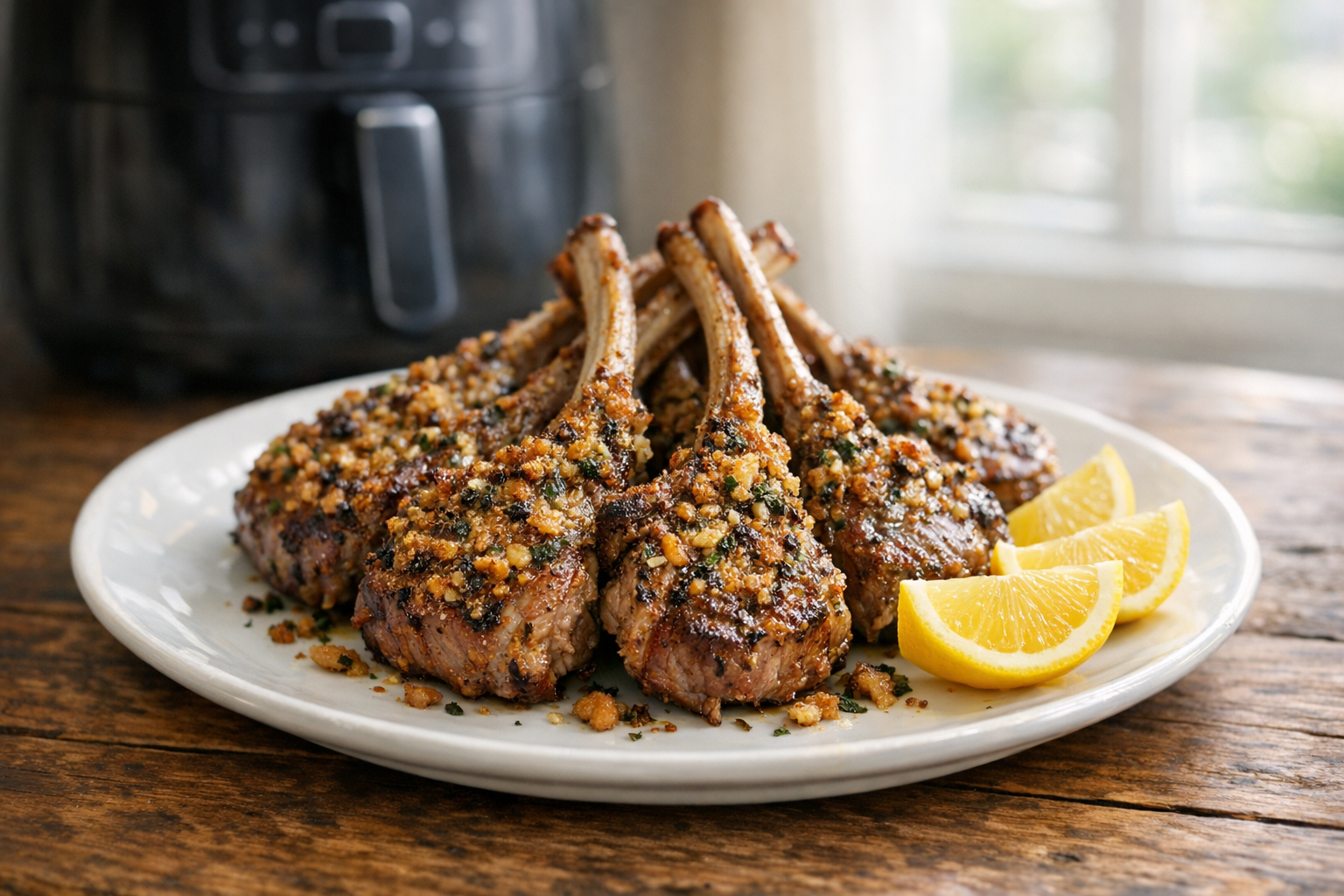 Air Fryer Lamb Chops with Garlic Herb Crust