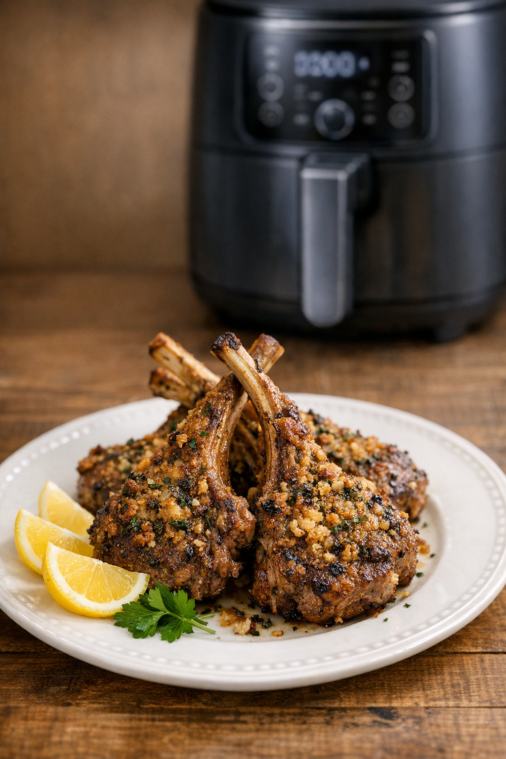 Air Fryer Lamb Chops with Garlic Herb Crust