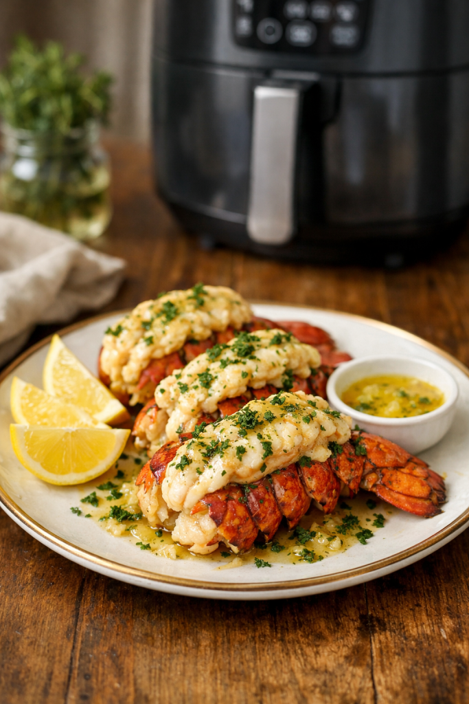 Air Fryer Lobster Tails with Garlic Herb Butter