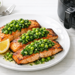 Air Fryer Salmon with Spring Pea and Herb Relish