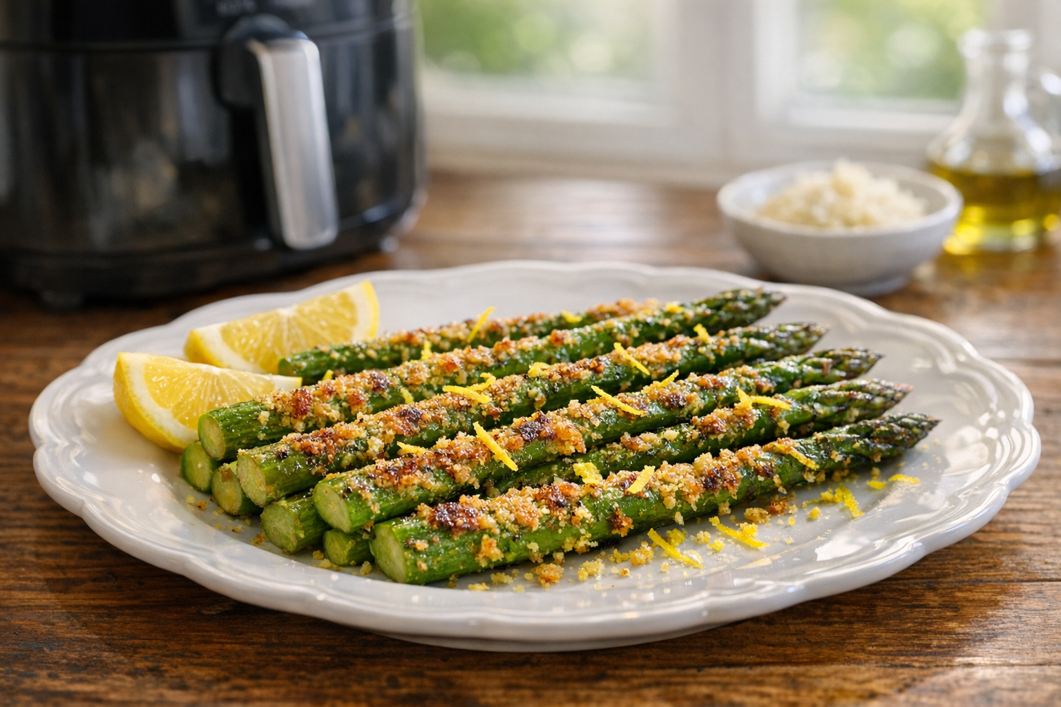 Air Fryer Parmesan Crusted Asparagus (Lemon Zest)