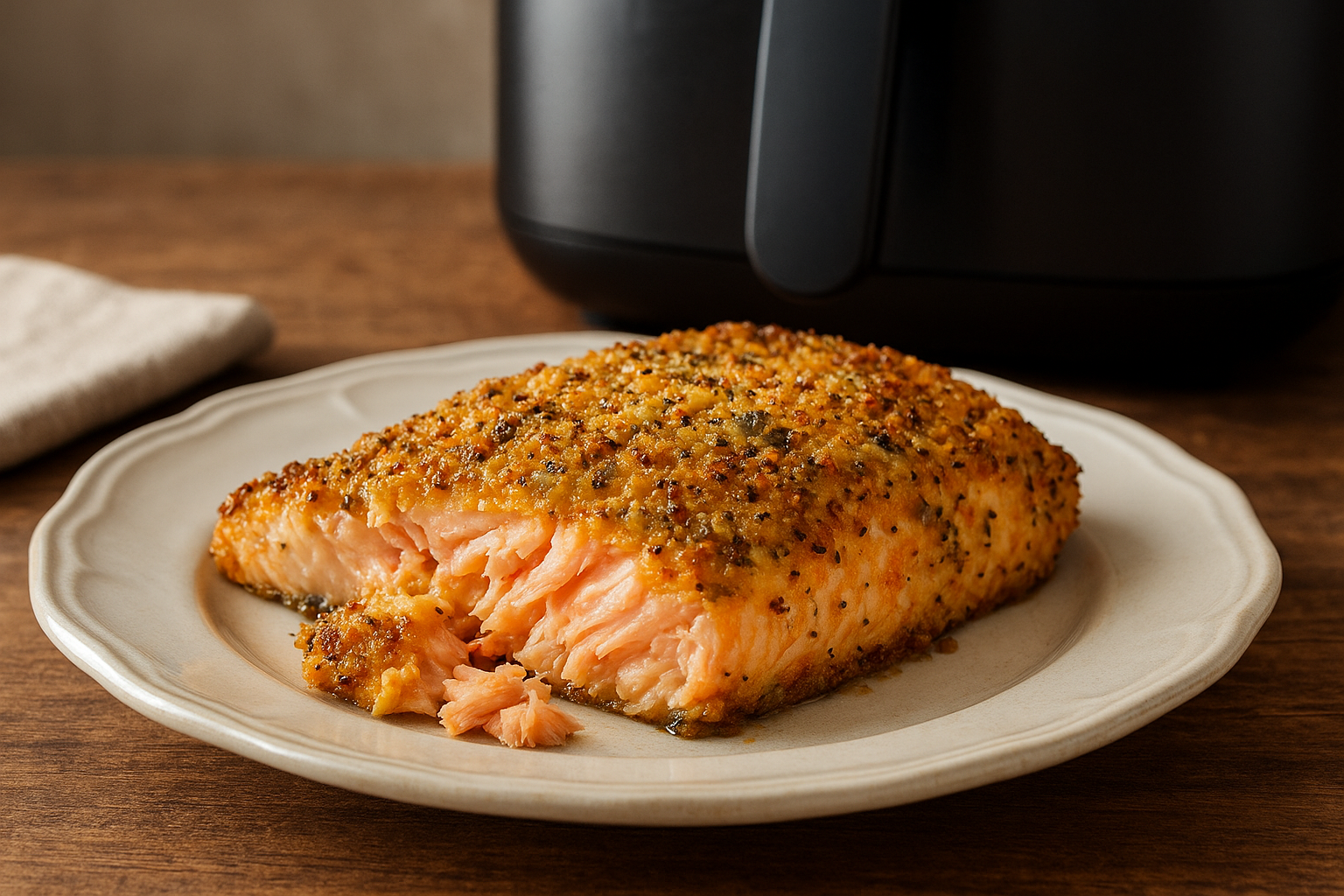 Air Fryer Salmon with Garlic Mustard Crust