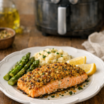 Air Fryer Salmon with Garlic Mustard Crust