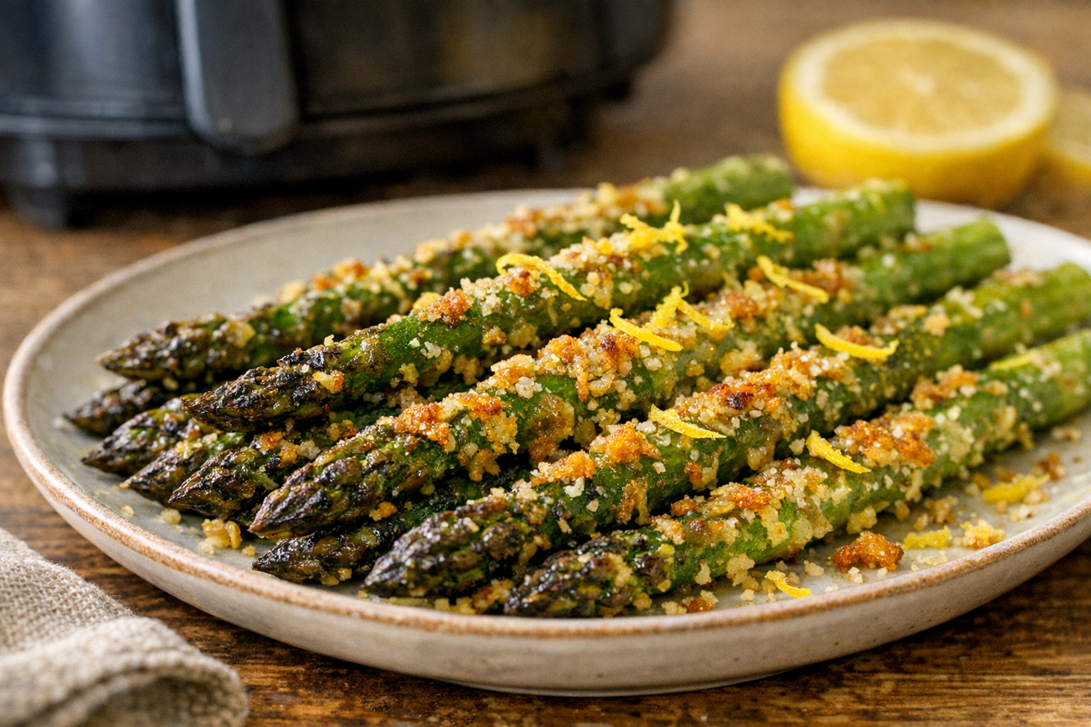 Air Fryer Parmesan Crusted Asparagus (Lemon Zest)