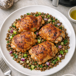 Air Fryer Chicken Thighs with Warm Lentil Salad Air Fryer Chicken Thighs with Warm Lentil Salad