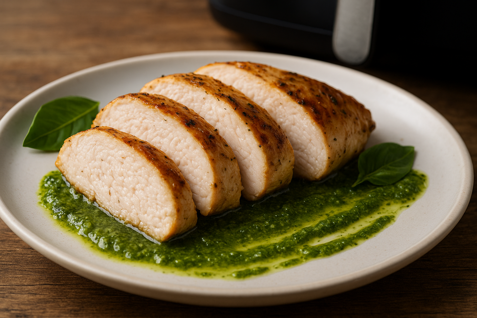 Air Fryer Chicken Breast with Fresh Basil Pesto