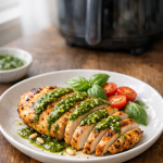 Air Fryer Chicken Breast with Fresh Basil Pesto