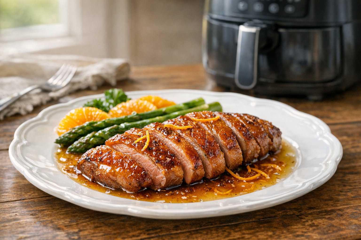 Air Fryer Duck Breast with Orange Zest and Honey