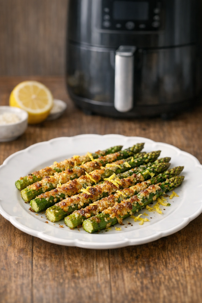 Air Fryer Parmesan Crusted Asparagus with Lemon Zest